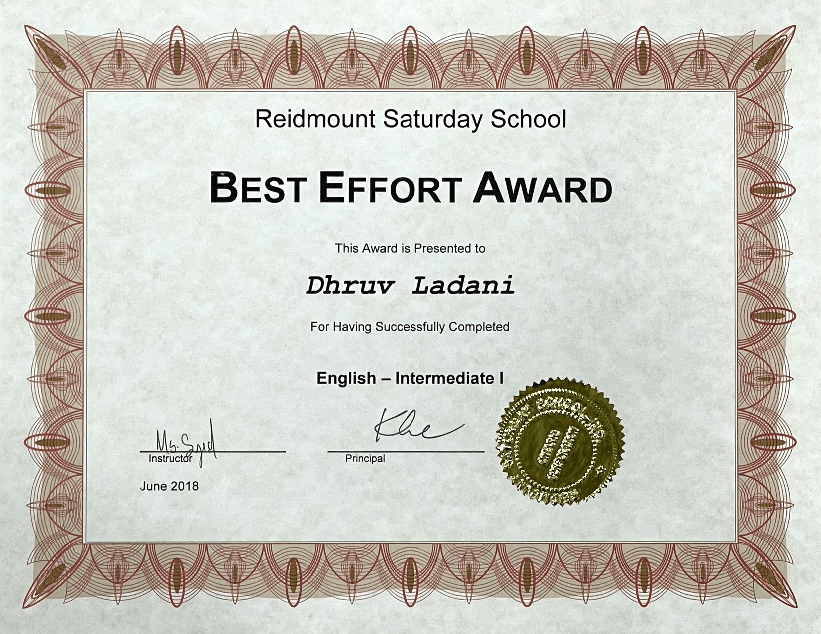 certificate