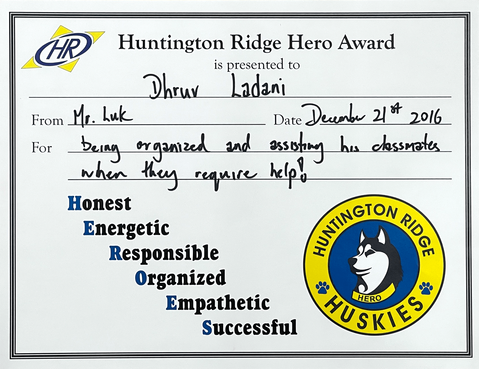 certificate